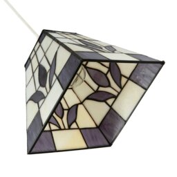 Rackhams Square Purple and Amber Stained Glass Tiffany Pendant Lighting Shade - thumbnail 5