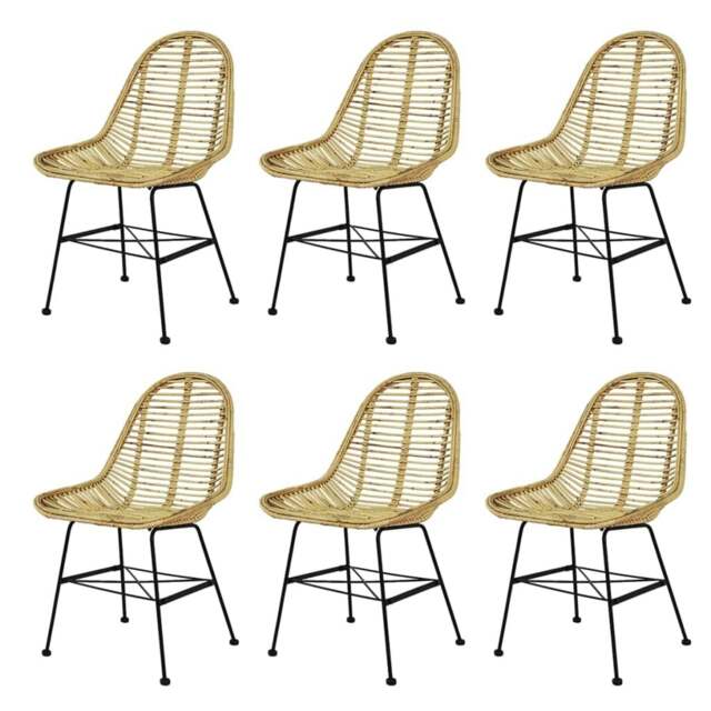 Rackhams Dining Chairs 6 pcs Natural Rattan
