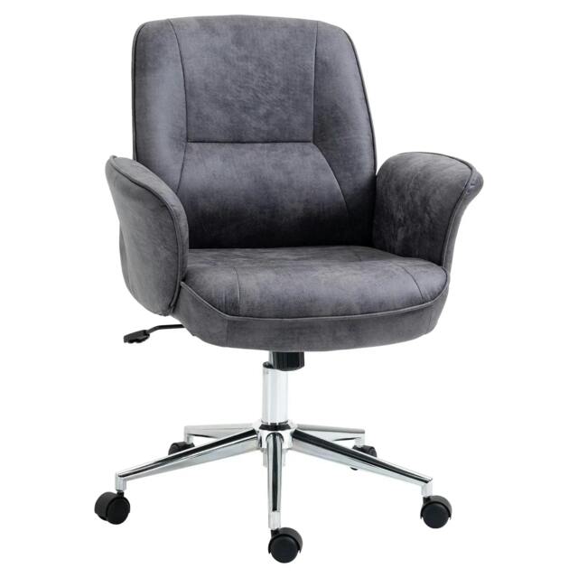 Rackhams Swivel Computer Office Chair Mid Back Desk Chair for Home Study Bedroom, Charcoal Grey - image 1