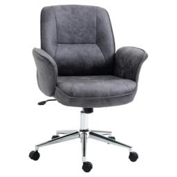 Rackhams Swivel Computer Office Chair Mid Back Desk Chair for Home Study Bedroom, Charcoal Grey - thumbnail 1
