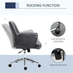 Rackhams Swivel Computer Office Chair Mid Back Desk Chair for Home Study Bedroom, Charcoal Grey - thumbnail 5
