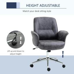 Rackhams Swivel Computer Office Chair Mid Back Desk Chair for Home Study Bedroom, Charcoal Grey - thumbnail 4