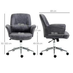 Rackhams Swivel Computer Office Chair Mid Back Desk Chair for Home Study Bedroom, Charcoal Grey - thumbnail 3