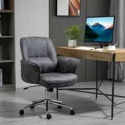 Rackhams Swivel Computer Office Chair Mid Back Desk Chair for Home Study Bedroom, Charcoal Grey - thumbnail 2