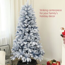 Rackhams 6 Foot Artificial Blue Snow Flocked Christmas Tree with Hinged Branches - thumbnail 4