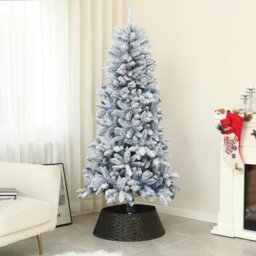 Rackhams 6 Foot Artificial Blue Snow Flocked Christmas Tree with Hinged Branches - thumbnail 2