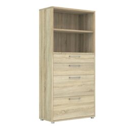 Rackhams Prima Bookcase 1 Shelf with 2 Drawers 2 File Drawers in Oak - Oak Effect - Wood - 1 - thumbnail 1