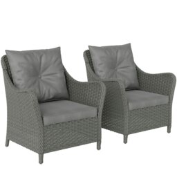 Rackhams 2 Pieces Rattan Garden Chairs, Cushioned Rattan Chairs, Beige - Beige - thumbnail 6