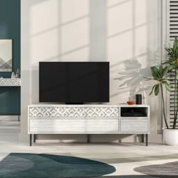 "Rackhams Heaton Modern Multimedia Unit with Storage TV Cabinet 60"" 145cm - Dark Oak Effect" - thumbnail 2