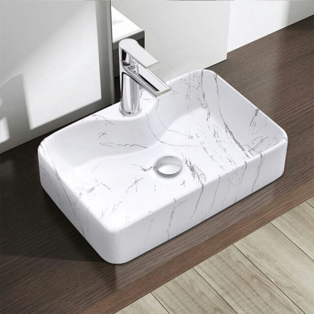 Rackhams 48cm W x 37cm D Rectangular Marble Vessle Sink - image 1