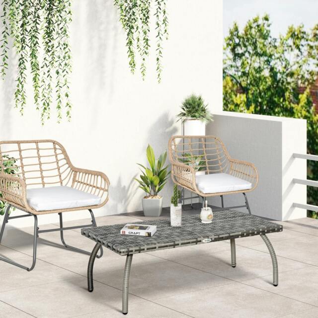 Rackhams 90 cm Patio Rattan Coffee Table Outdoor Wicker Side Table Furniture - image 1
