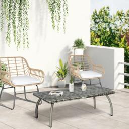 Rackhams 90 cm Patio Rattan Coffee Table Outdoor Wicker Side Table Furniture - thumbnail 1