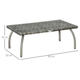 Rackhams 90 cm Patio Rattan Coffee Table Outdoor Wicker Side Table Furniture - thumbnail 5