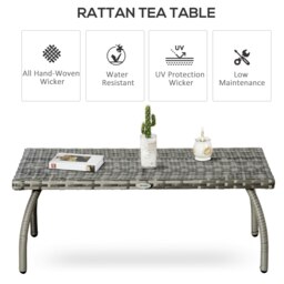 Rackhams 90 cm Patio Rattan Coffee Table Outdoor Wicker Side Table Furniture - thumbnail 3