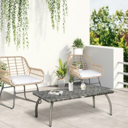 Rackhams 90 cm Patio Rattan Coffee Table Outdoor Wicker Side Table Furniture