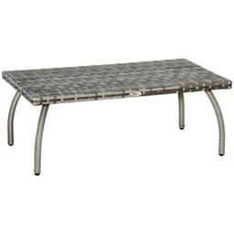 Rackhams 90 cm Patio Rattan Coffee Table Outdoor Wicker Side Table Furniture - Grey - Steel, PE rattan, PP - 90 L x 50 W x 35 H cm