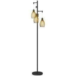 Rackhams Industrial 3-Light Floor Lamp Dimmable LED Standing Lamp, Black - Black - thumbnail 2