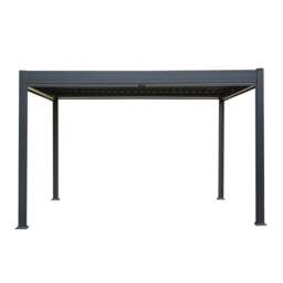 Rackhams Anthracite Aluminium Pergola With White Blinds & LED Lights - 3m x 4m - thumbnail 3