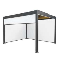 Rackhams Anthracite Aluminium Pergola With White Blinds & LED Lights - 3m x 4m - thumbnail 1