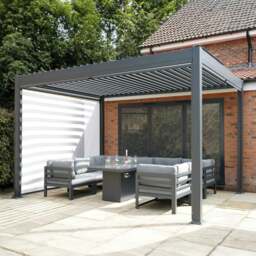 Rackhams Anthracite Aluminium Pergola With White Blinds & LED Lights - 3m x 4m - thumbnail 5