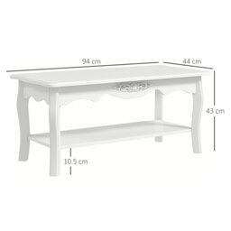 Rackhams 2 Tier Wooden Coffee Tea Table End Table Storage Shelf 94Lx44Wx42H White - thumbnail 5