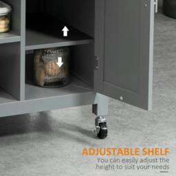 Rackhams Compact Kitchen Trolley Utility Cart on Wheels with Open Shelf & Storage Drawer for Dining Room, Kitchen, Grey - thumbnail 6