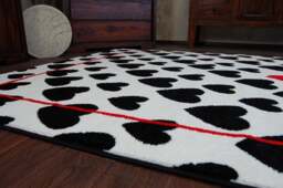 Rackhams Sketch Rug - Black & White Hearts - 180cm x 270cm - thumbnail 5
