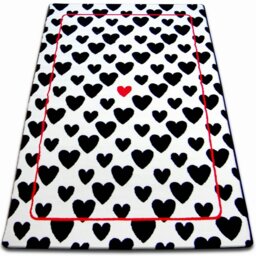 Rackhams Sketch Rug - Black & White Hearts - 180cm x 270cm - thumbnail 2