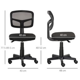 Rackhams Small Office Chair without Arms, Ergonomic Swivel Mesh Desk Chair - Black - Yes - Office Chair - thumbnail 5
