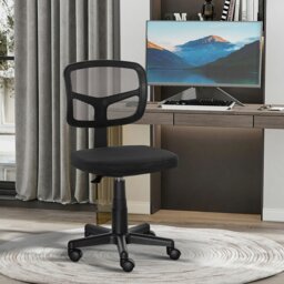 Rackhams Small Office Chair without Arms, Ergonomic Swivel Mesh Desk Chair - Black - Yes - Office Chair