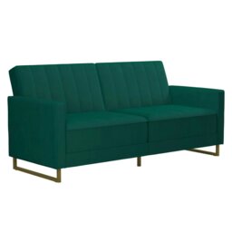 Rackhams Skylar Sofa Bed in Velvet Green - Green - thumbnail 1