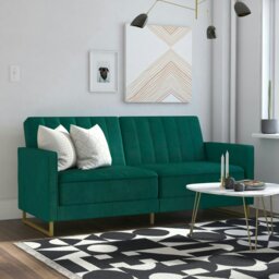 Rackhams Skylar Sofa Bed in Velvet Green - Green - thumbnail 5