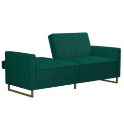 Rackhams Skylar Sofa Bed in Velvet Green - Green - thumbnail 3