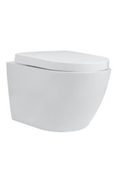 Rackhams Ceramic Wall-Mounted Elongated Flush Toilet - White - thumbnail 4