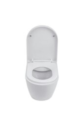 Rackhams Ceramic Wall-Mounted Elongated Flush Toilet - White - thumbnail 5