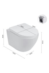 Rackhams Ceramic Wall-Mounted Elongated Flush Toilet - White - thumbnail 6