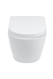 Rackhams Ceramic Wall-Mounted Elongated Flush Toilet - White - thumbnail 3