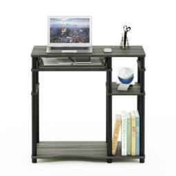 Rackhams Abbott Computer Desk with Bookshelf, French Oak Grey/Black - Modern Desk Designed for Contemporary Interiors - thumbnail 2