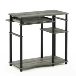 Rackhams Abbott Computer Desk with Bookshelf, French Oak Grey/Black - Modern Desk Designed for Contemporary Interiors - thumbnail 4