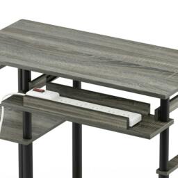 Rackhams Abbott Computer Desk with Bookshelf, French Oak Grey/Black - Modern Desk Designed for Contemporary Interiors - thumbnail 3