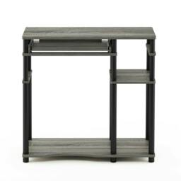 Rackhams Abbott Computer Desk with Bookshelf, French Oak Grey/Black - Modern Desk Designed for Contemporary Interiors - thumbnail 5