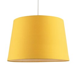 Rackhams Yellow Cotton Fabric 12inch Drum Lampshade with White Cotton Inner - thumbnail 2