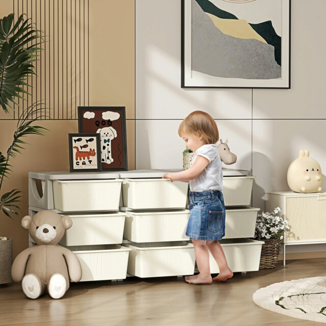 Rackhams Kids Storage Units with Drawers 3 Tier Chest Dresser Tower Blue - 113 x 37 x 56.5 cm - Cream - image 1