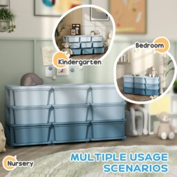 Rackhams Kids Storage Units with Drawers 3 Tier Chest Dresser Tower Blue - 113 x 37 x 56.5 cm - Cream - thumbnail 6