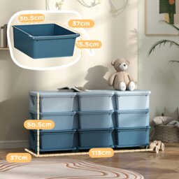 Rackhams Kids Storage Units with Drawers 3 Tier Chest Dresser Tower Blue - 113 x 37 x 56.5 cm - Cream - thumbnail 4