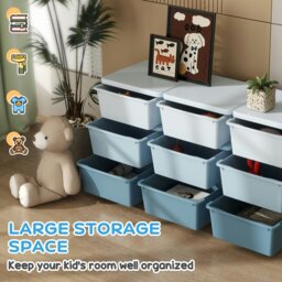 Rackhams Kids Storage Units with Drawers 3 Tier Chest Dresser Tower Blue - 113 x 37 x 56.5 cm - Cream - thumbnail 5