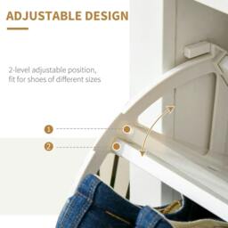 Rackhams Narrow Shoe Cabinet, Space Saving Shoe Storage Cabinet with 2 Flip Drawers and Adjustable Shelves for 6-12 Pairs of Shoes, White - thumbnail 5