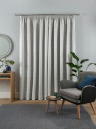 Rackhams Textured Rib Weave Boutique Pencil Pleat Curtain - Grey - (167cm x 137cm - 10 Eyelets) - thumbnail 2