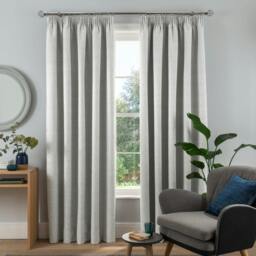 Rackhams Textured Rib Weave Boutique Pencil Pleat Curtain - Grey - (167cm x 137cm - 10 Eyelets) - thumbnail 1