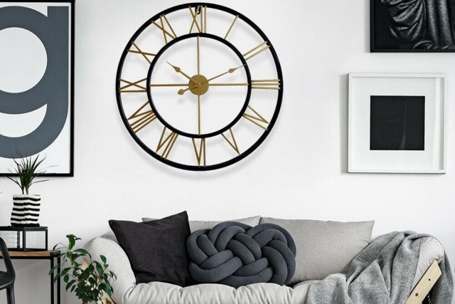 Rackhams WC2132 - Black & Gold Roman Wall Clock - 76 cm / 30 in - image 1